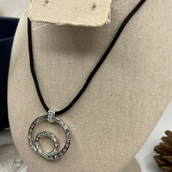 Nolan Miller Pave Circle Pendant Necklace Set – 16", 4 Cords, Box & Certificate - Picture 4 of 12